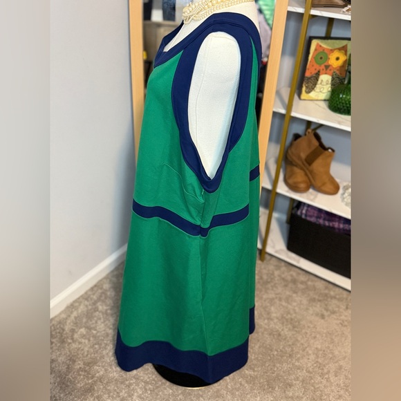 Lands' End Women's Sleeveless Dress Size 26W Beautiful Green With Navy Trim - Picture 6 of 7
